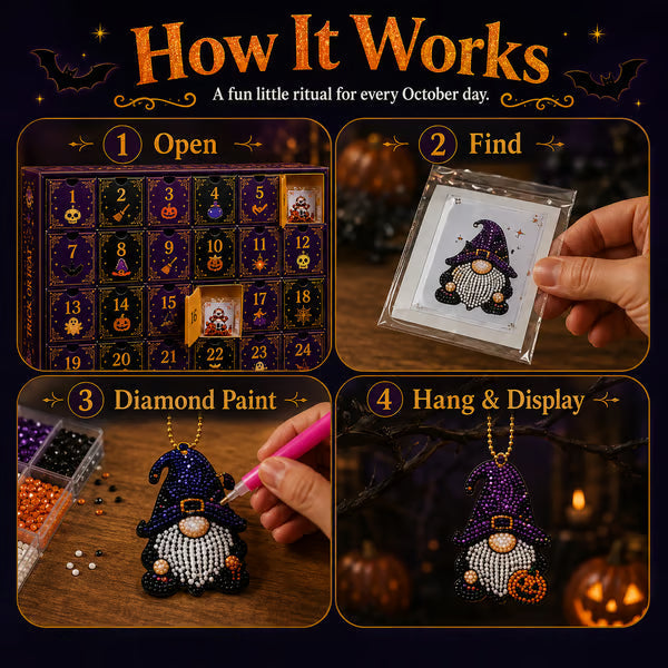 31-day Halloween gnome diamond painting advent calendar
