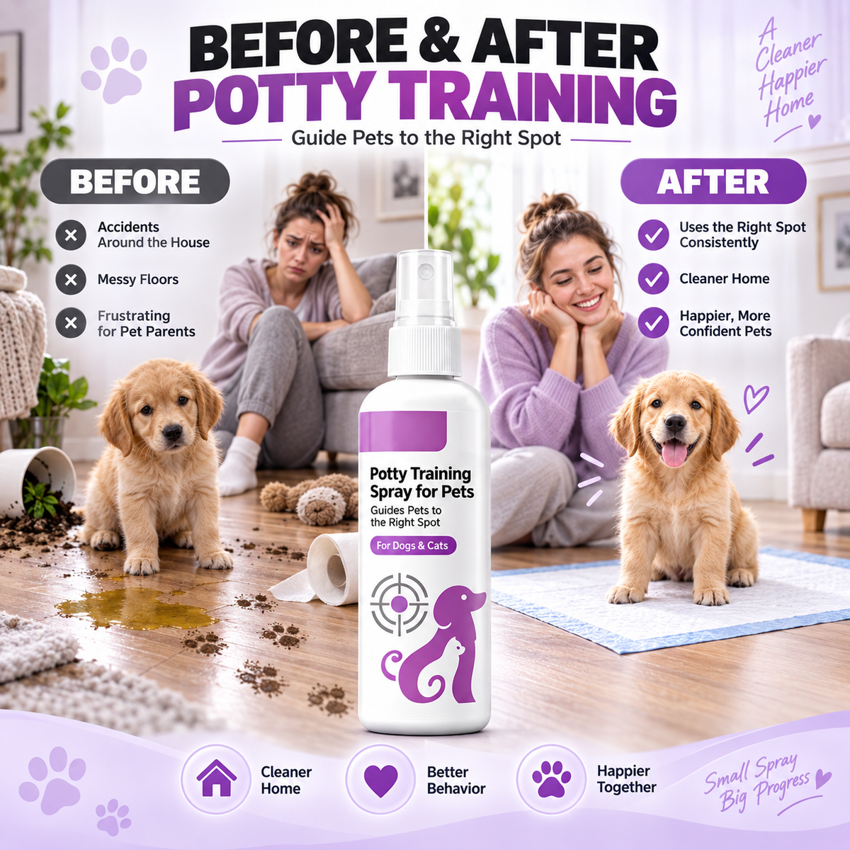 Pet potty training frustration and indoor accident problem