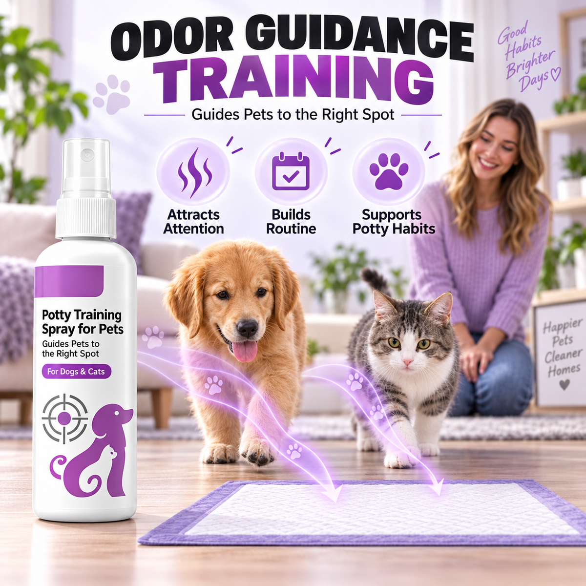 Pet successfully using a designated potty training area