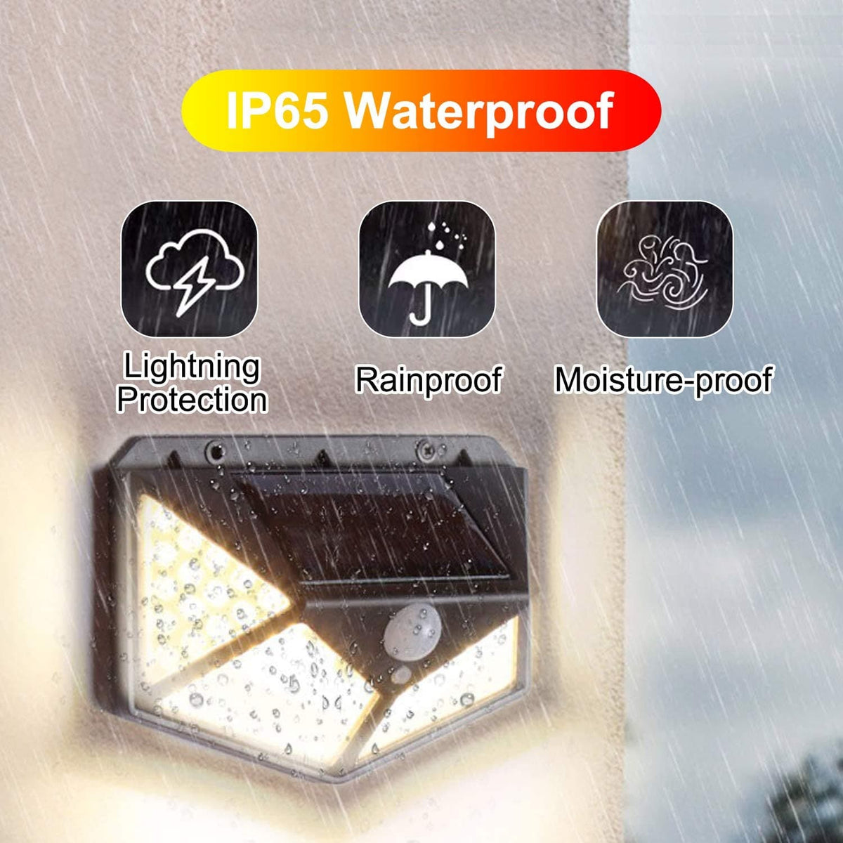 Three lighting modes for solar outdoor motion wall light