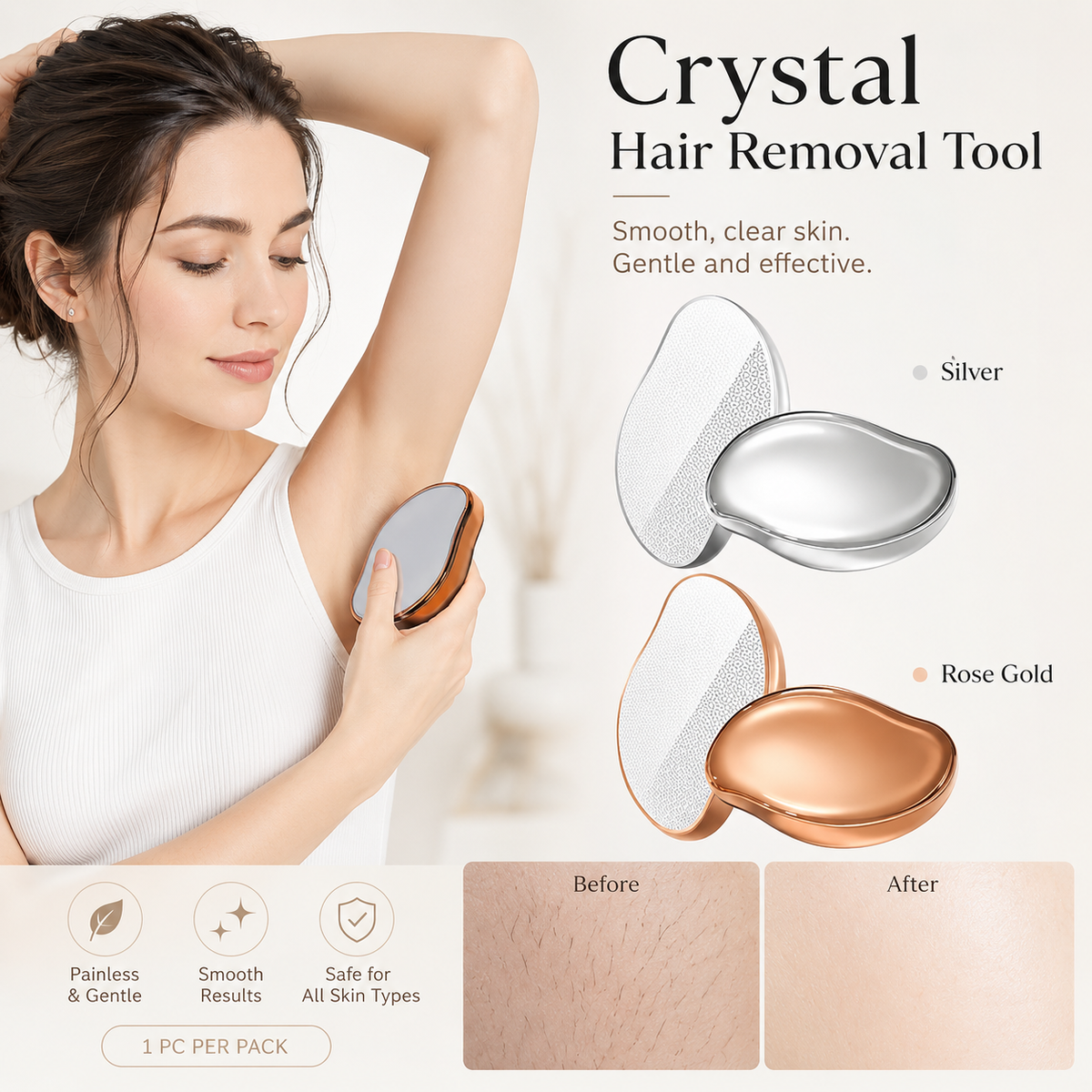 🔥LAST DAY -BUY 3 GET 3 FREE-$7.49 EACH🎁✨ Crystal Hair Eraser – Reusable Hair Removal & Exfoliation