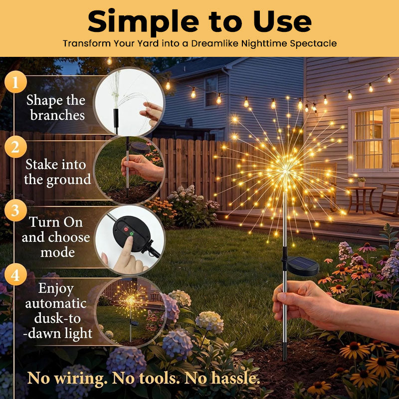 Outdoor Solar Firework Lights ✨ Waterproof Garden Lights for Yard, Patio & Pathway 🌙