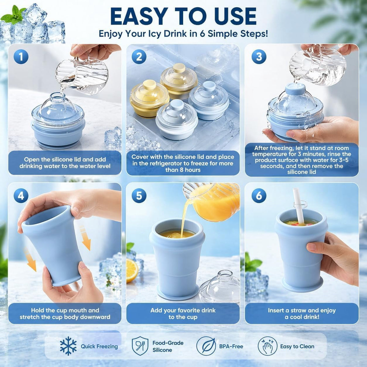 ☀️SUMMER FLASH SALE: Buy 1 Get 1 FREE— Only CAD $20.99 EA!🎁2-in-1 Collapsible Silicone Ice Ball Maker Cup