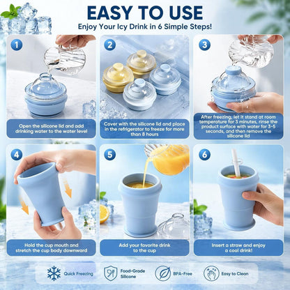 ☀️SUMMER FLASH SALE: Buy 1 Get 1 FREE— Only CAD $20.99 EA!🎁2-in-1 Collapsible Silicone Ice Ball Maker Cup