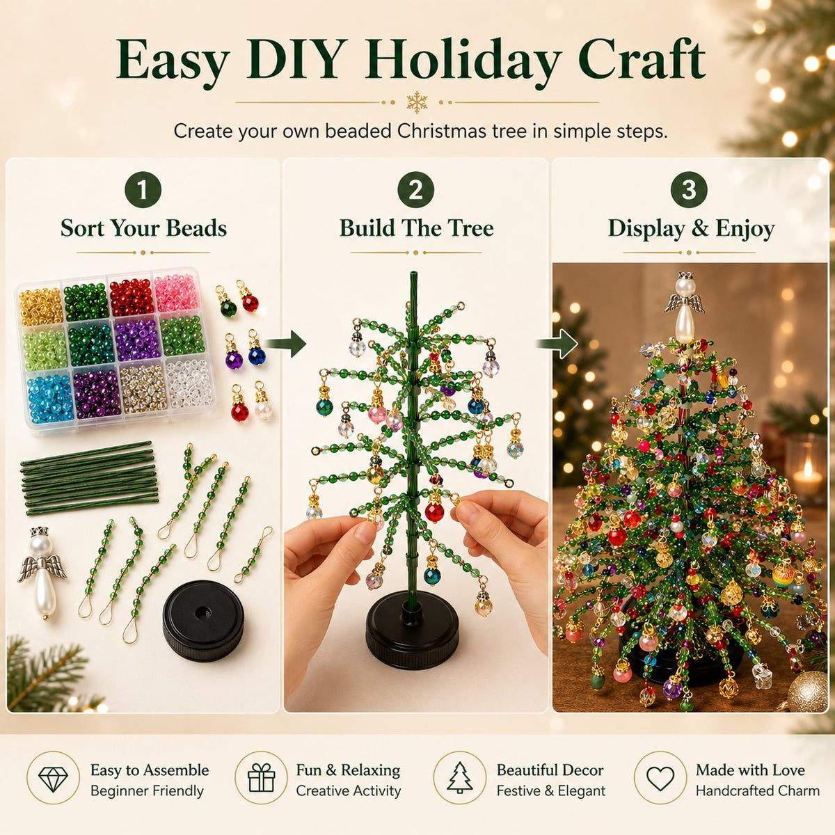 Beaded Christmas tree craft process