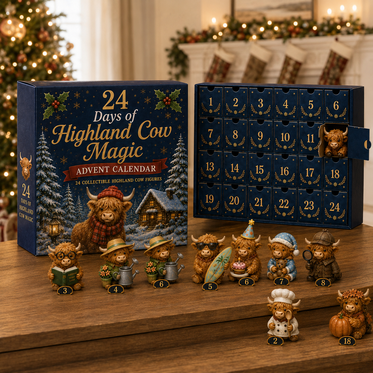 Highland Cow Advent Calendar collectible characters