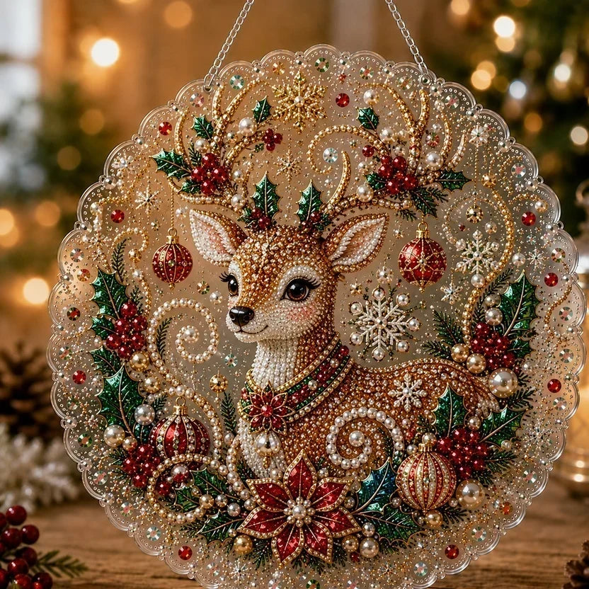 🎅Christmas Pre Sale 50% OFF!!🎄Christmas Pearl Diamond Art Hanging Ornament Kit | Resistant Non-Fading Pearl Beads DIY Handmade Holiday Hanging Decor 🎅💎