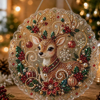 🎅Christmas Pre Sale 50% OFF!!🎄Christmas Pearl Diamond Art Hanging Ornament Kit | Resistant Non-Fading Pearl Beads DIY Handmade Holiday Hanging Decor 🎅💎
