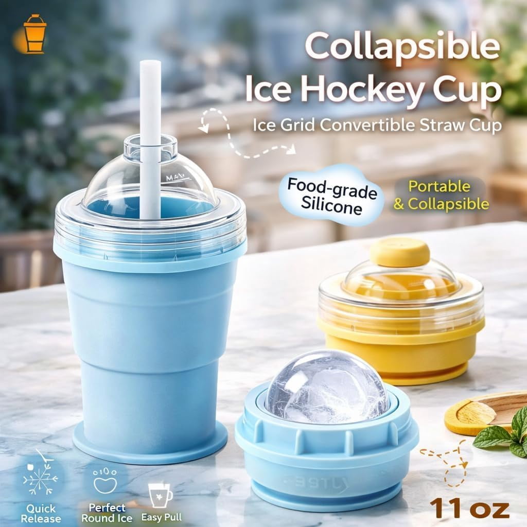 ☀️SUMMER FLASH SALE: Buy 1 Get 1 FREE— Only CAD $20.99 EA!🎁2-in-1 Collapsible Silicone Ice Ball Maker Cup