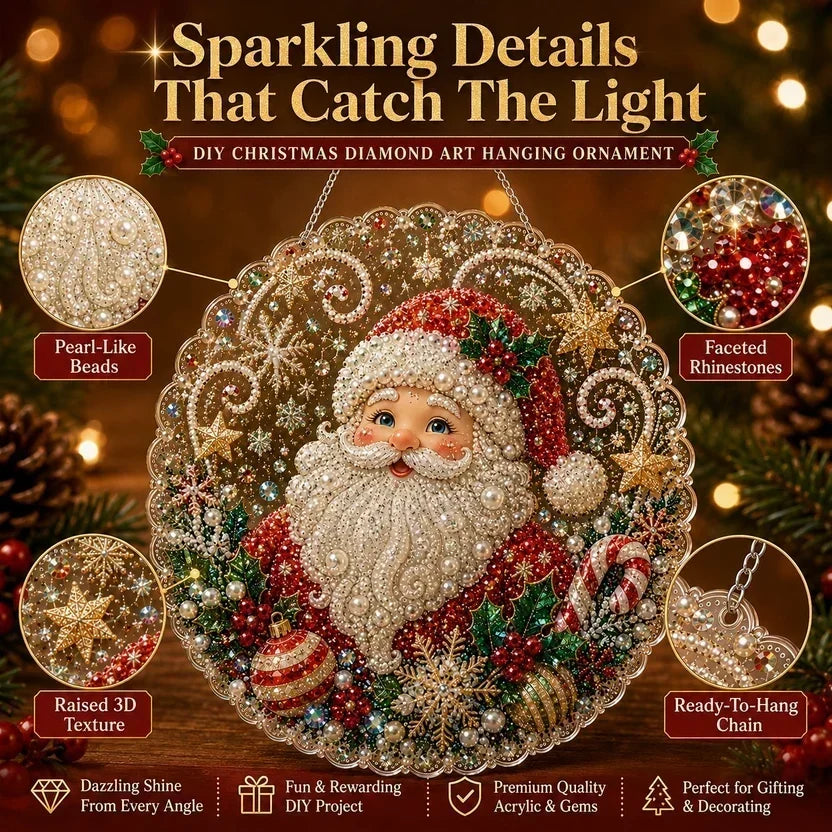 🎅Christmas Pre Sale 50% OFF!!🎄Christmas Pearl Diamond Art Hanging Ornament Kit | Resistant Non-Fading Pearl Beads DIY Handmade Holiday Hanging Decor 🎅💎