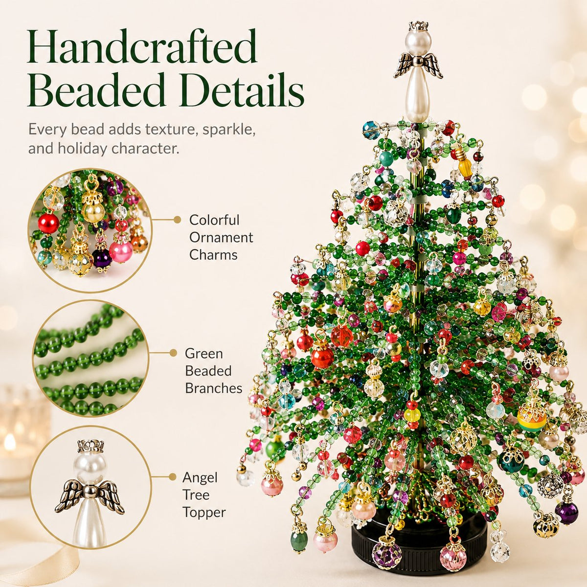 Different seasonal DIY beaded tree kit styles