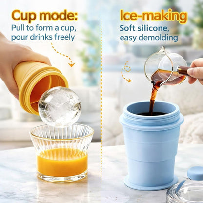 ☀️SUMMER FLASH SALE: Buy 1 Get 1 FREE— Only CAD $20.99 EA!🎁2-in-1 Collapsible Silicone Ice Ball Maker Cup
