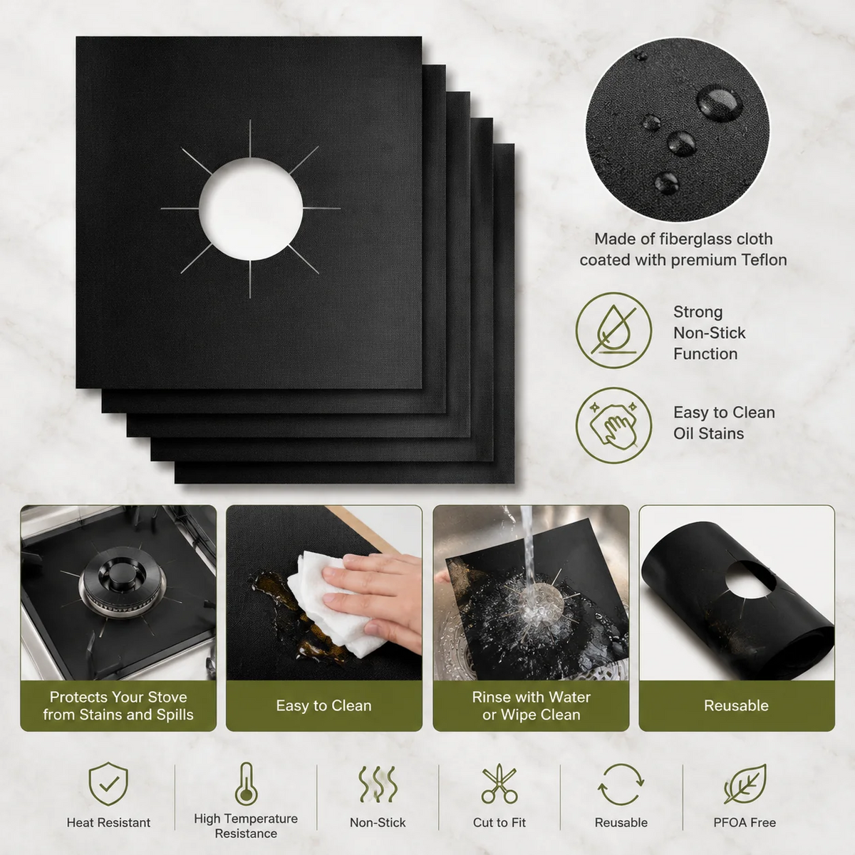 Gas Stove Burner Covers 4 Pack
