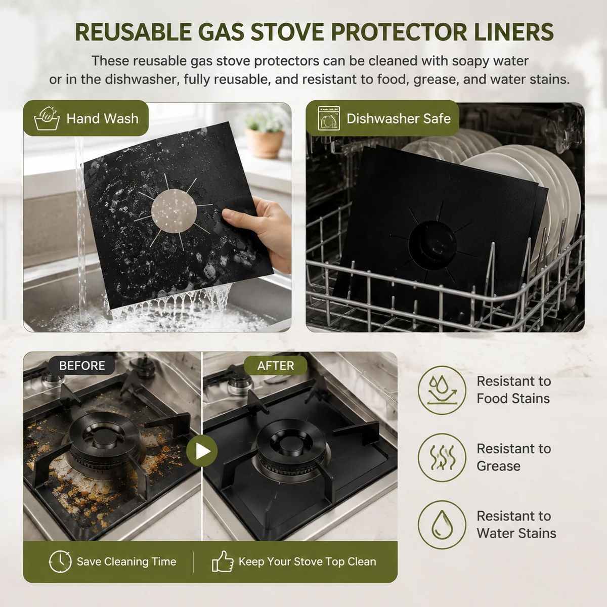 Gas Stove Burner Covers 4 Pack