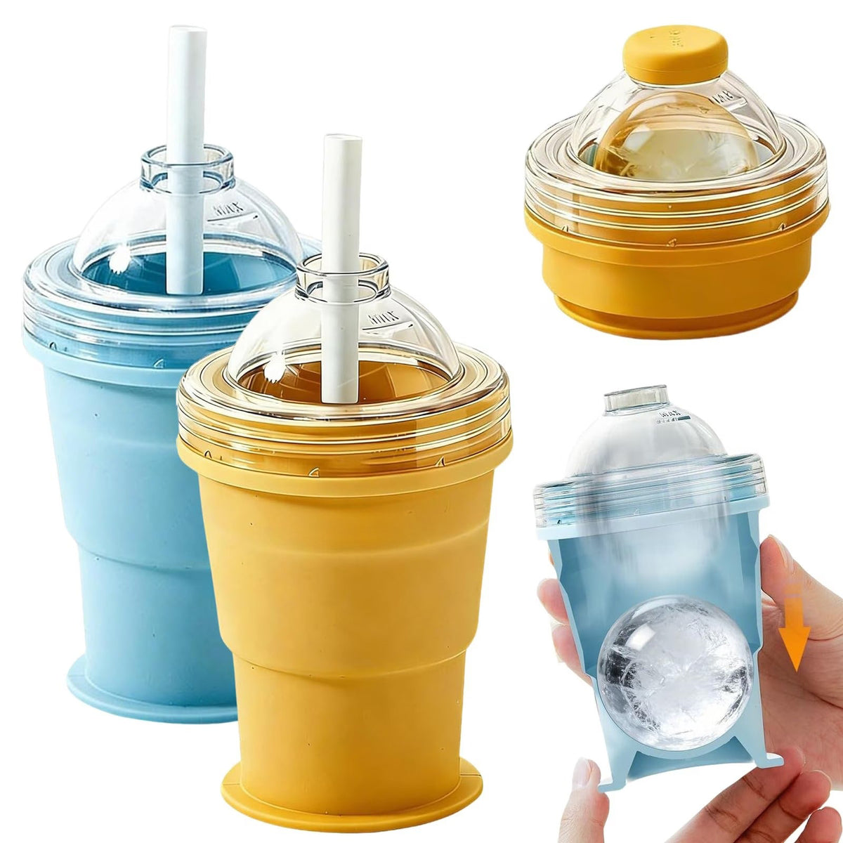 ☀️SUMMER FLASH SALE: Buy 1 Get 1 FREE— Only CAD $20.99 EA!🎁2-in-1 Collapsible Silicone Ice Ball Maker Cup