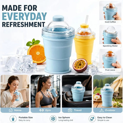 ☀️SUMMER FLASH SALE: Buy 1 Get 1 FREE— Only CAD $20.99 EA!🎁2-in-1 Collapsible Silicone Ice Ball Maker Cup