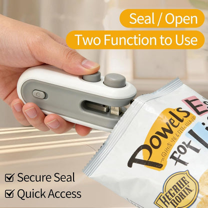 Buy 1 Get 1 Free 🔥 2-in-1 Mini Bag Sealer ✨ Rechargeable Snack Sealer with Built-In Cutter