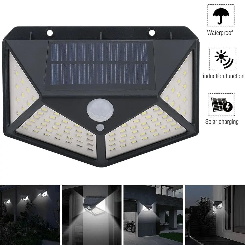 Solar powered outdoor wall light charging during the day and working at night
