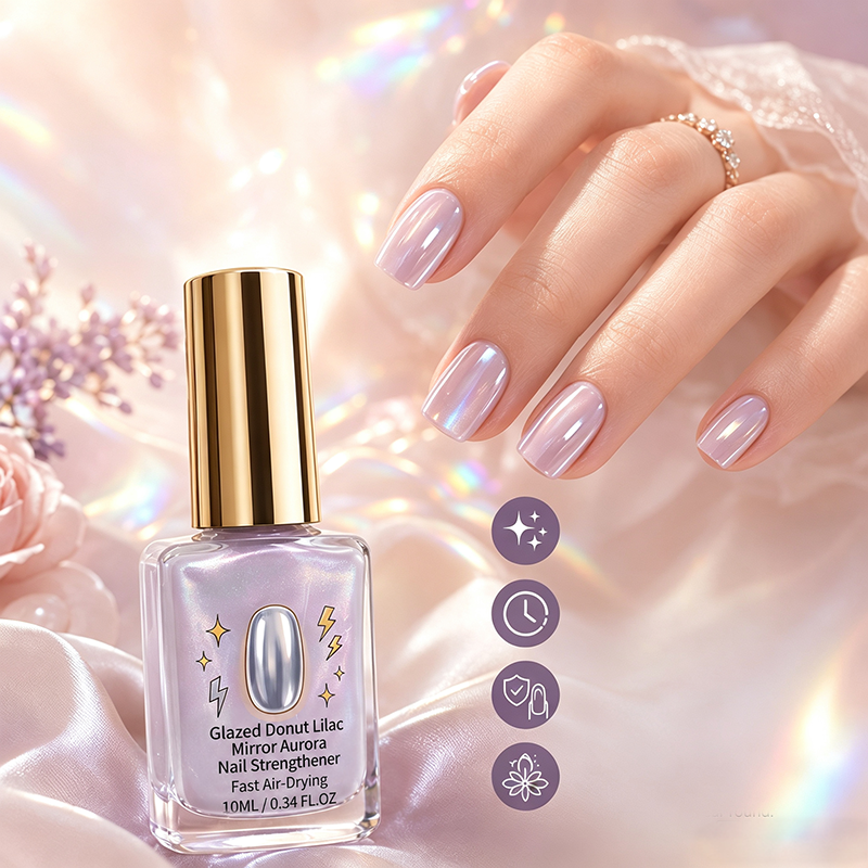 Applying nail strengthener to clean natural nails
