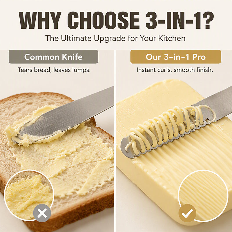 🔥 LAST DAY – Buy 2 Get 4 FREE一$5.83 EACH✨ Professional 304 Stainless Steel 3-in-1 Butter Knife and Spreader
