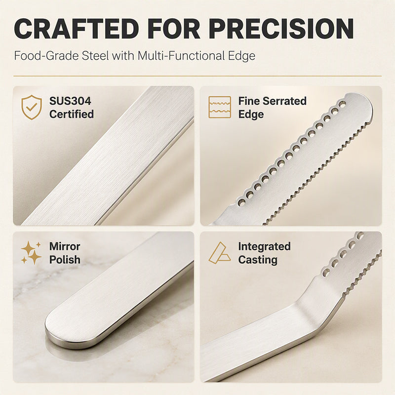 🔥 LAST DAY – Buy 2 Get 4 FREE一$5.83 EACH✨ Professional 304 Stainless Steel 3-in-1 Butter Knife and Spreader